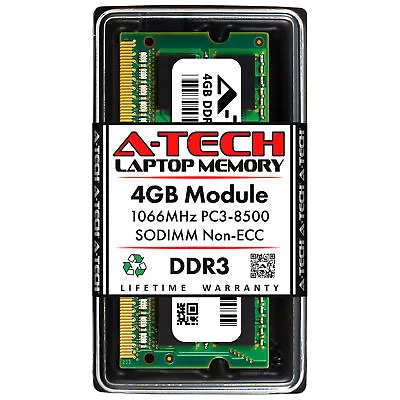 A-Tech 4GB PC3-8500 Laptop SODIMM DDR3 1066 MHz Notebook Memory RAM 1067 1 1x 4G • $9.99