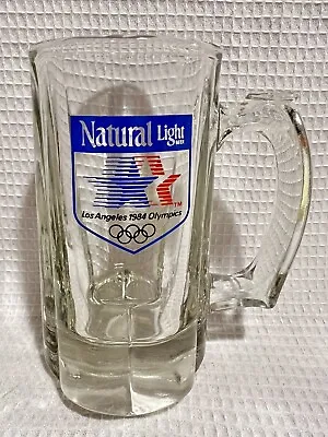 Libby-1984 “Los Angeles Olympics” Natural Light AD. Col. Paneled Glass Beer Mug • $13.99