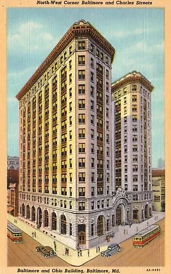 Postcard MD Baltimore Maryland Baltimore & Ohio Building Linen Vintage PC B3358 • $4