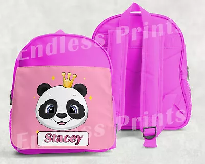 Personalised Panda Backpack Pink School Bag Kids Backpack Childrens Bag (2) • £14.99