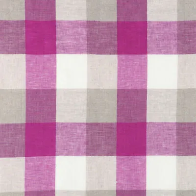 $15.98 • Buy Linen Yarn Dyed Chambray Fabric Vintage Check Stripe Solid Matching Pink 44 W