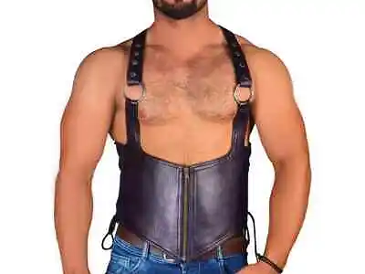 Real Leather Stylish Steampunk Vest With Adjustable Straps For Club Partywear • $89