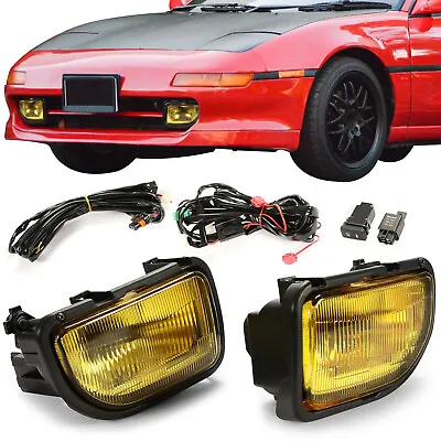 A Set Fog Lights Yellow For Toyota MR2 1991-1995 Front Bumper Lamps W/ Bulbs • $38.88