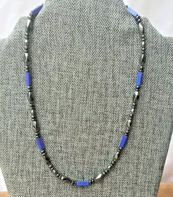 Kays Magnetic Jewelry Men's Women's Magnetic Black Hematite Necklace Blue Lapis • $41.99