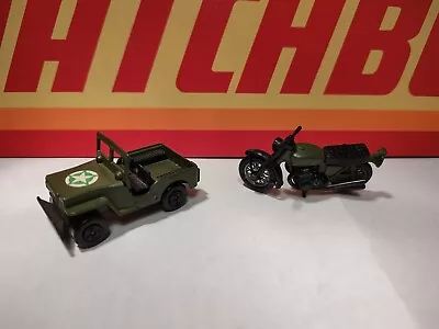 Matchbox Two Packs Military Jeep MotorCycle TP-11 Die Cast Metal England C 1976  • $19.99