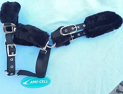 NWT LAMI-CELL COB Size Adjustable Padded Comfort Halter W/ Synthetic Wool Black • $27.99
