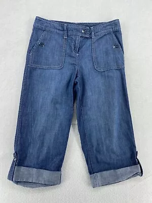 New York & Co 6 Jeans (30x20) Capri Cuffed Medium Wash EUC (W3593-J4) • $10