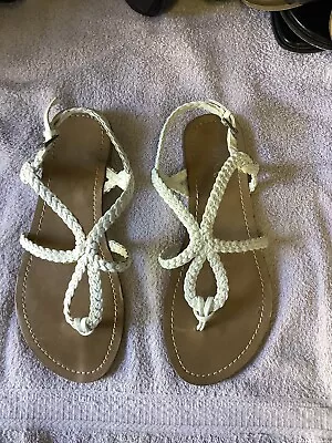 Merona Womens Size 5.5 White Thong Slingback Sandals • $5.99