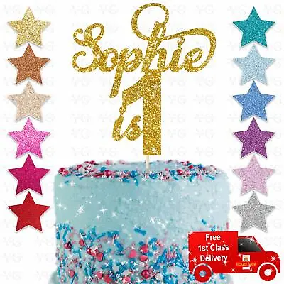 Personalised 1st Birthday Glitter Cake Topper Custom Any Name Age First One 2 3 • £2.75