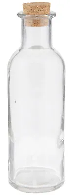 Clear Glass DRUGGIST BOTTLE 7  Tall With Cork Prescription Pharmacy Apothecary • $25.31