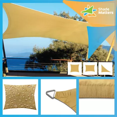 Waterproof Shade Sail - Sand - Square / Rectangle / Triangle (200GSM) • $129