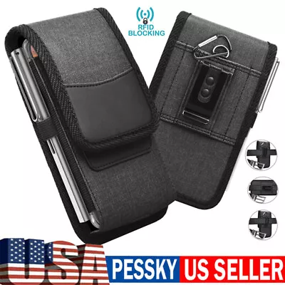 Cell Phone Holster Pouch For IPhone Samsung Nylon Wallet Case With Belt Clip • $8.89