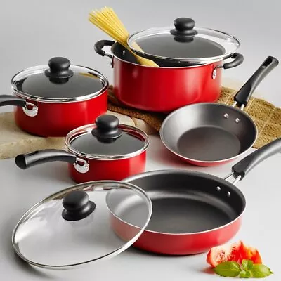 $34.80 • Buy 9 Piece Cookware Set Nonstick Pots And Pans Home Kitchen Cooking Non Stick New