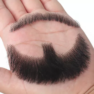 Fake Beard Men Mustache Human Hair Makeup Body Care Fake Facial Hair Cosplay • £15.89