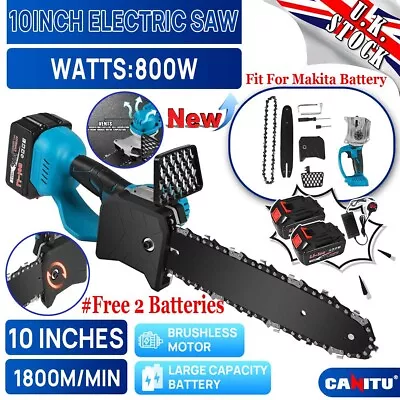 10  Cordless Electric Chainsaw Hand Held Saw Wood Cutter For Makita W/ 2 Battery • £43.99