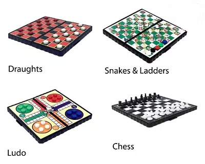 Mini Magnetic Travel Board Games - Chess Ludo Snakes And Ladders Draughts 1 Or 2 • £3.20