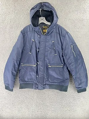 Buffalo David Bitton Mens XL Blue Full Zip Military Inspired Flight Jacket READ • $20.99