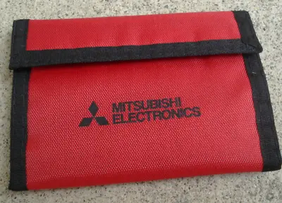 NOS Vintage MITSUBISHI ELECTRONICS Tri Fold Vel Cro Hook & Loop RED & BLACK • $17.77