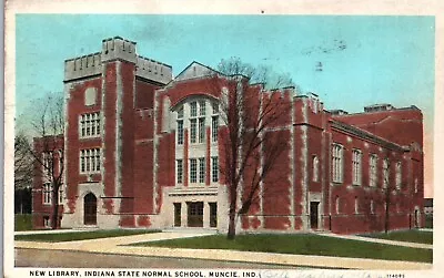 Muncie Indiana Indiana State Normal School New Library 1928 - Postcard (Y4) • $0.99