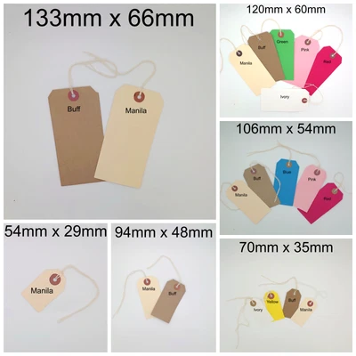 £1.09 • Buy Strung Tags Luggage Labels String Tie On Tags Tickets Reinforced Eyelets