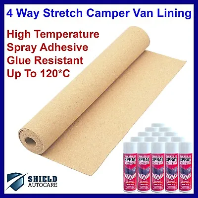 Camper Van Lining Carpet 4 Way Stretch Beige Inc High Temp Trim A Fix VW T6 T5 • £15.94