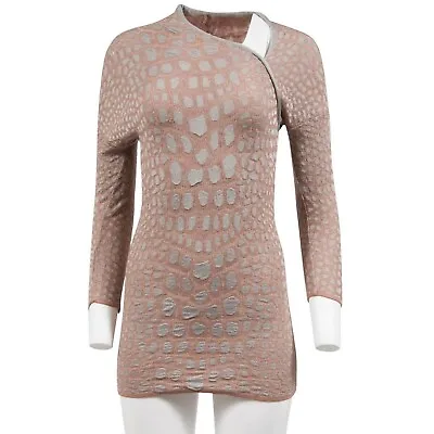 Missoni Womens Mini Dress Size US 8 44 Tan Grey Asymetrical Stretch Viscose Wool • $374.99