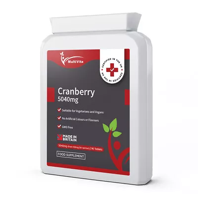 Cranberry 5040mg 90 Tablets | HIGH STRENGTH Supplement | UK Made Vegan Friendly • £6.97