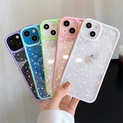 £3.99 • Buy STAR GLITTER Case For IPhone 14 13 12 11 Pro Max 7 XR X Clear Bling Phone Cover