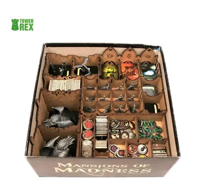 Tower Rex Mansions Of Madness 2nd Edition Wooden Box Insert Organizer Assembled • $55.99