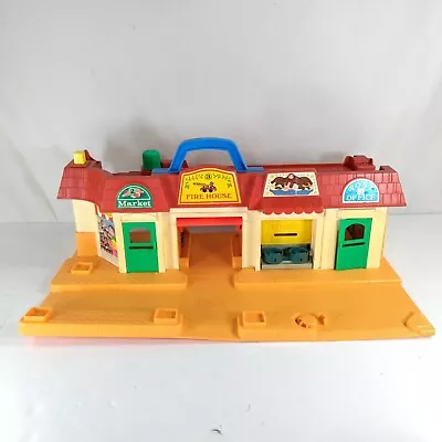 Vintage Fisher Price Little People Main Street Firehouse Post Office Market Bank • $15