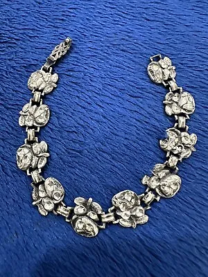 Vintage Sterling Silver 925 C1940 Flower Rose Bracelet 6in Long • $79.99