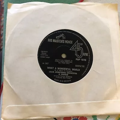 What A Wonderful World / Cabaret- Louis Armstrong Orchestra 45 RPM Vinyl In VGC • £3.99