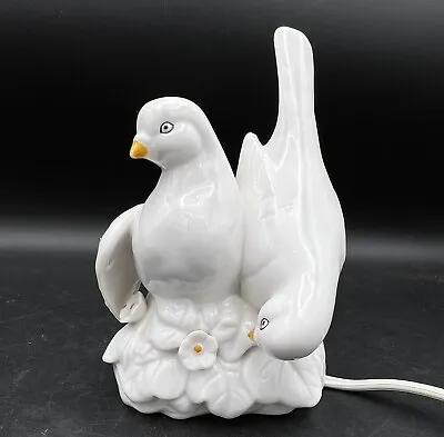 Vintage I.W. Rice Import Japan BIRDS Figurine Night Light Table Lamp Ceramic • $24.99