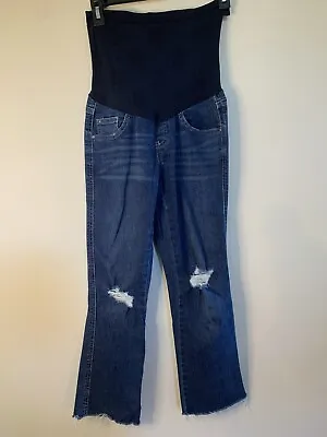JESSICA SIMPSON Jeans XS Maternity DARK WASH BELLY PANEL SECRET FIT Distressed  • $0.99