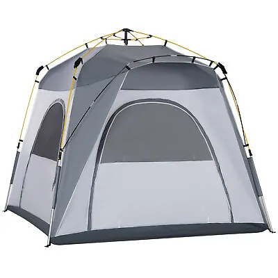 Outsunny Four Man Pop Up Tent Automatic Camping Backpacking Dome Shelter Green • £109.99