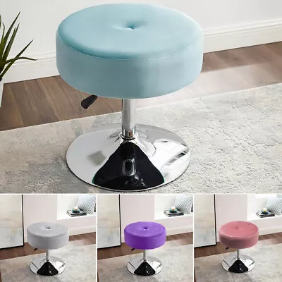 Swivel Velvet Padded Stool Vanity Chair Height Adjustable Dressing Dining Seat • £37.95