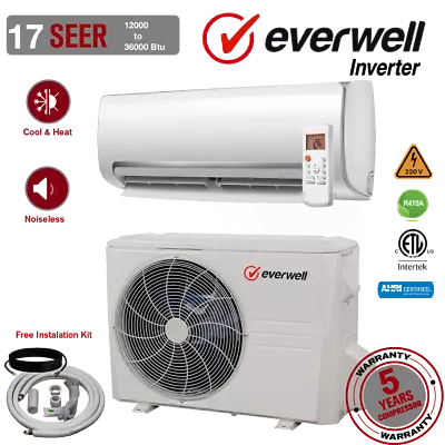 Everwell®  12000 - 24000 BTU Mini Split Air Conditioner  System 17 SEER2 • $440