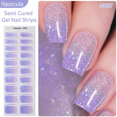 Harunouta 20Tips Gel Nail Wraps Long Lasting Full Cover Semi-cured Gel Sticker • $75.94