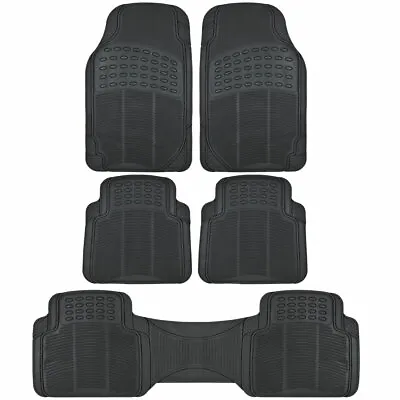 Black Rubber Floor Mats For 3-Row Van SUV Set Heavy Duty Set Of 4 Mats W/ Liner • $35.90