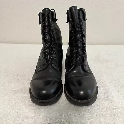 Vintage 1992 Addison Shoe Co Black Leather Combat Boots Men's US 9.5 D • $35.99