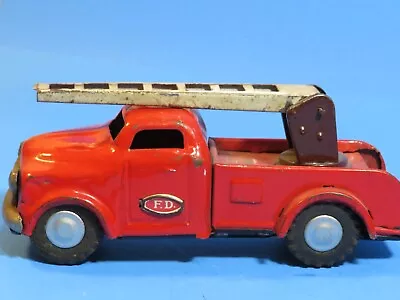 Vintage Tin Friction Fire Department Ladder Truck Toy Japan  1950's • $15.50