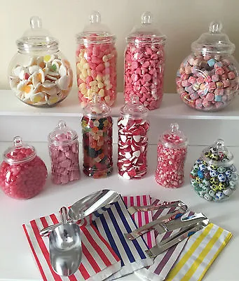 Plastic Victorian Style Sweet Jars For DIY Candy Buffet Wedding Party LARGE KIT • £21.99