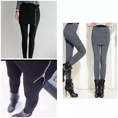 £9.99 • Buy Ladies Thermal Legging Thick Winter Fleece Zipper Skirt Leggings Winter Leggings