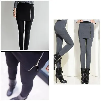 Ladies Thermal Legging Thick Winter Fleece Zipper Skirt Leggings Winter Leggings • £9.99