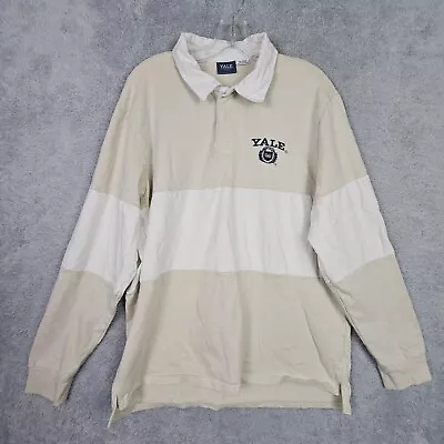 Yale University Polo XL Beige Long Sleeve Pullover Shirt Cotton Colorblock • $38