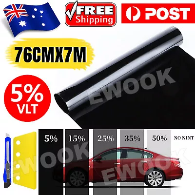 5% VLT Window Tint Film Black Roll 760mmx7m + Window Tinting Tools Kit Car Home • $21.95