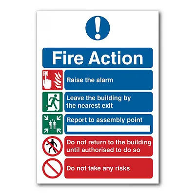 £8.99 • Buy Fire Action Notice Sign Poster A3 Health & Safety Sign - FREE NEXT DAY DELIVERY
