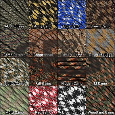 550 Paracord Camo MilSpecType III 7 Strand 10ft 20ft 50ft 100ft Parachute Cord • $6.99