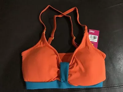 Zumba Orange Padded Bra Top Gym Training Sports Dance Workout Ladies NEW • £7