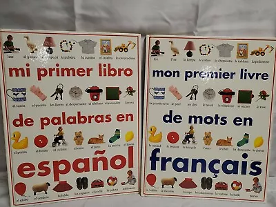 MY FIRST BOOK OF WORDS SPANISH AND FRENCH - Angela Wilkes - LOT OF 2 1993 HC • $24.99